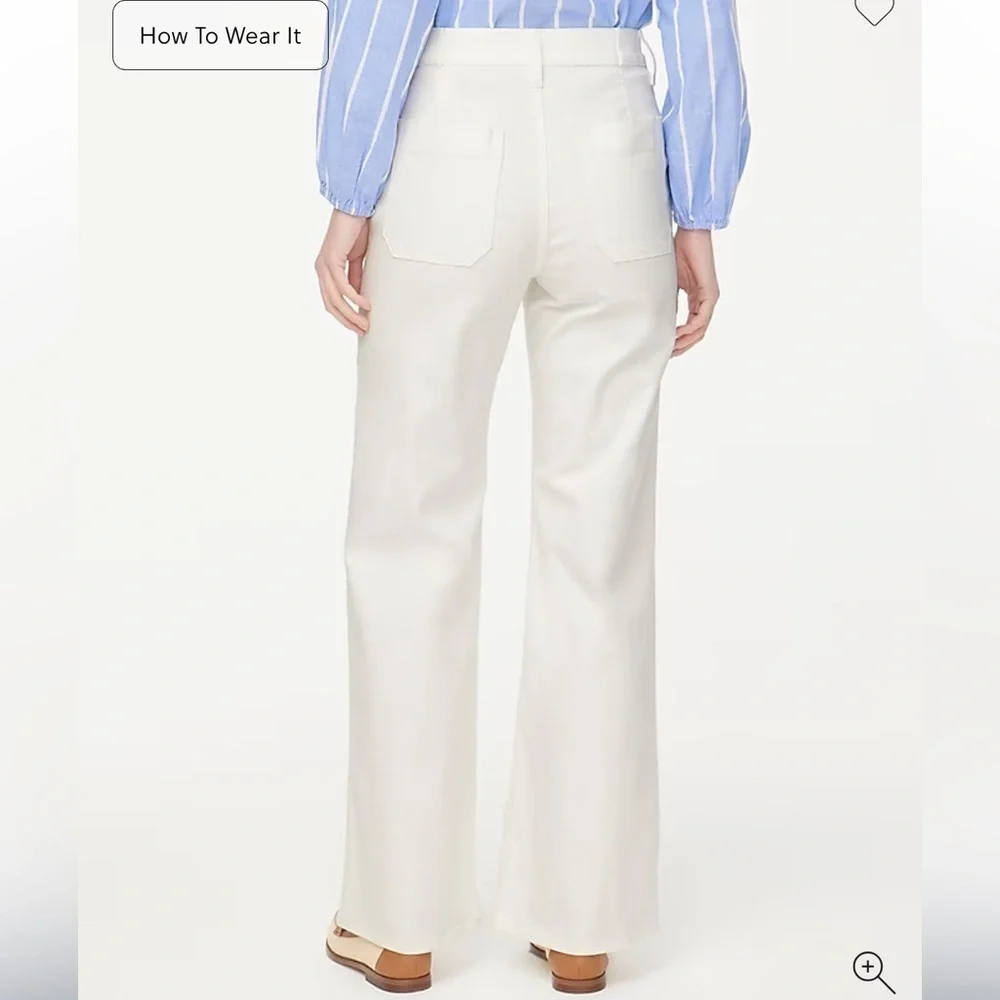 J crew seashell white Petite slim wide-leg sailor jean in all-day stretch